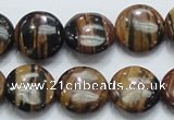 COP212 15.5 inches 16mm flat round natural brown opal gemstone beads