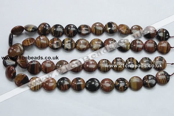 COP212 15.5 inches 16mm flat round natural brown opal gemstone beads