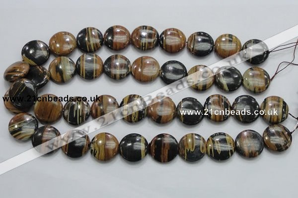 COP213 15.5 inches 20mm flat round natural brown opal gemstone beads