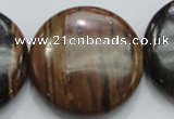 COP216 15.5 inches 35mm flat round natural brown opal gemstone beads