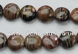 COP229 15.5 inches 12mm flat round natural brown opal gemstone beads