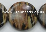 COP230 15.5 inches 40mm flat round natural brown opal gemstone beads