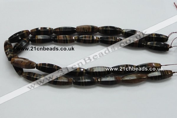 COP241 15.5 inches 10*30mm faceted rice natural brown opal gemstone beads