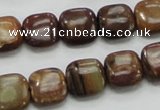 COP243 15.5 inches 12*12mm square natural brown opal gemstone beads