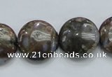 COP251 15.5 inches 20mm flat round natural grey opal gemstone beads