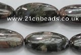 COP256 15.5 inches 15*30mm oval natural grey opal gemstone beads