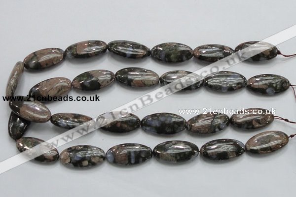 COP256 15.5 inches 15*30mm oval natural grey opal gemstone beads