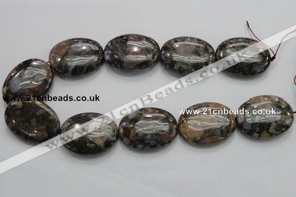 COP259 15.5 inches 30*40mm oval natural grey opal gemstone beads