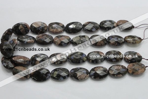 COP261 15.5 inches 18*25mm faceted oval natural grey opal beads