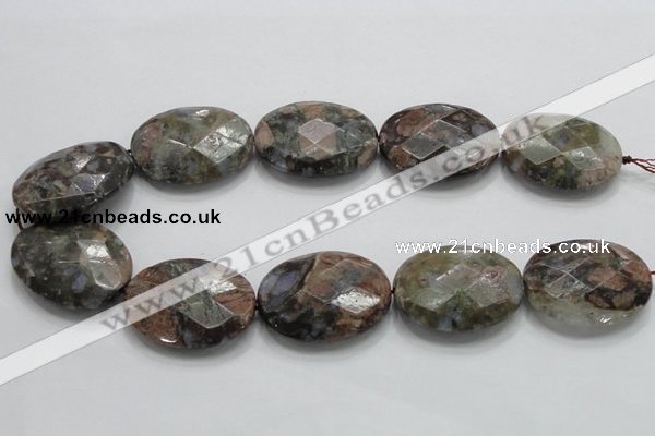 COP262 15.5 inches 30*40mm faceted oval natural grey opal beads