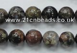 COP267 15.5 inches 12mm round natural grey opal gemstone beads