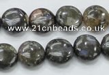 COP270 15.5 inches 14mm flat round natural grey opal gemstone beads