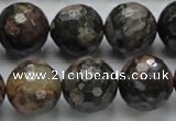 COP272 15.5 inches 20mm faceted round natural grey opal gemstone beads