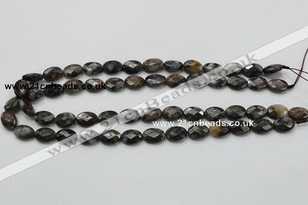 COP273 15.5 inches 10*14mm faceted oval natural grey opal gemstone beads