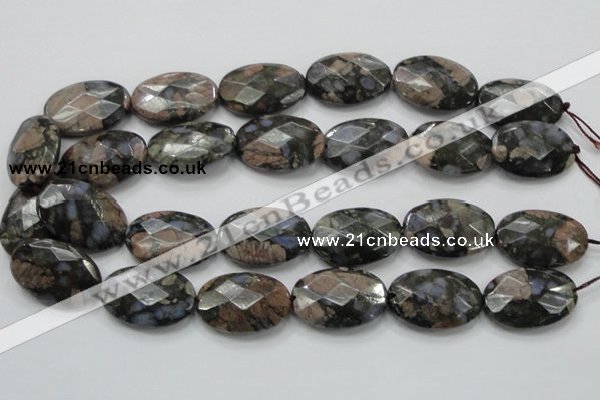 COP274 15.5 inches 20*30mm faceted oval natural grey opal gemstone beads