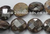 COP277 15.5 inches 20mm faceted round natural grey opal gemstone beads