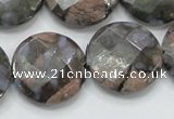 COP278 15.5 inches 25mm faceted round natural grey opal gemstone beads