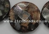 COP281 15.5 inches 40mm faceted round natural grey opal gemstone beads