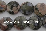 COP295 15.5 inches 16mm faceted coin natural grey opal beads