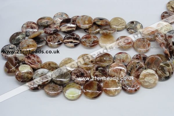 COP308 15.5 inches 22mm flat round brandy opal gemstone beads wholesale