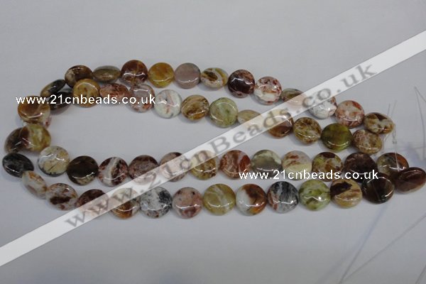 COP310 15.5 inches 15mm flat round brandy opal gemstone beads wholesale