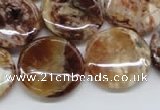 COP311 15.5 inches 20mm flat round brandy opal gemstone beads wholesale