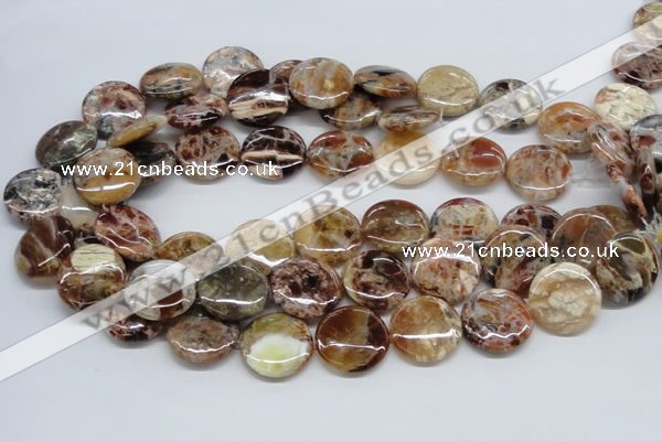 COP311 15.5 inches 20mm flat round brandy opal gemstone beads wholesale