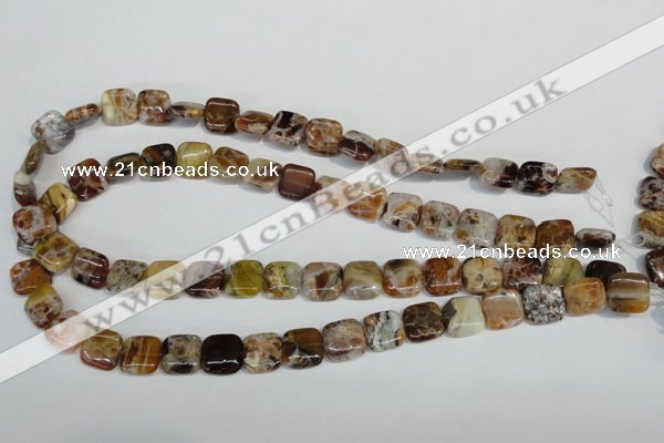 COP321 15.5 inches 12*12mm square brandy opal gemstone beads wholesale