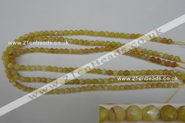 COP334 15.5 inches 6mm faceted round yellow opal gemstone beads