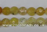 COP345 15.5 inches 10mm faceted coin yellow opal gemstone beads