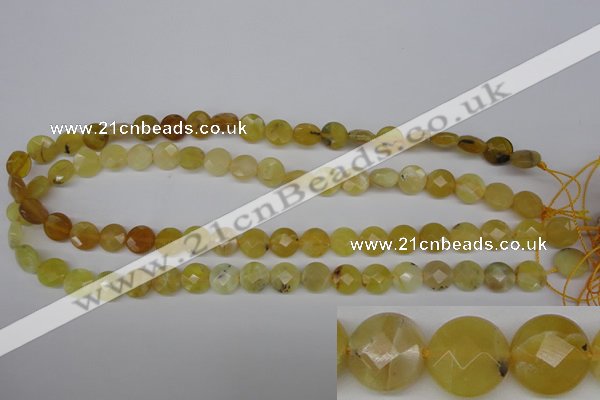 COP345 15.5 inches 10mm faceted coin yellow opal gemstone beads