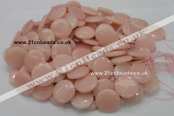 COP416 15.5 inches 28mm flat round Chinese pink opal gemstone beads