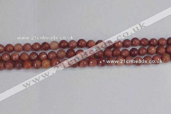 COP442 15.5 inches 6mm faceted round African blood jasper beads