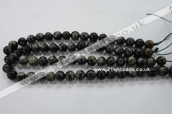 COP455 15.5 inches 12mm round natural grey opal gemstone beads