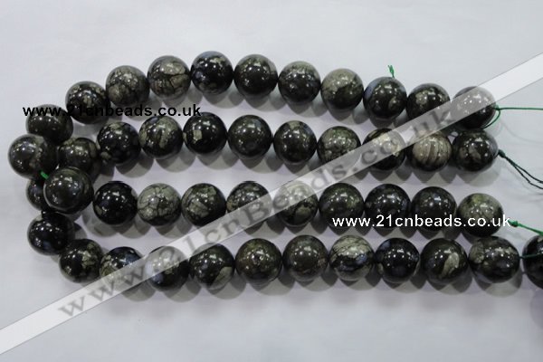 COP458 15.5 inches 18mm round natural grey opal gemstone beads