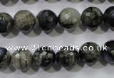 COP463 15.5 inches 10mm faceted round natural grey opal gemstone beads