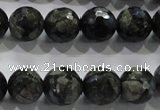 COP464 15.5 inches 12mm faceted round natural grey opal gemstone beads