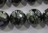 COP467 15.5 inches 18mm faceted round natural grey opal gemstone beads