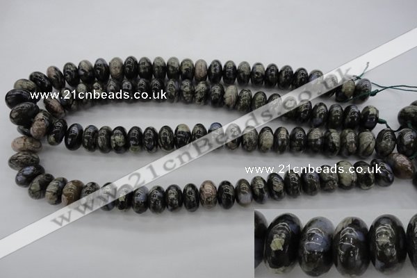 COP470 15.5 inches 10*14mm rondelle natural grey opal beads