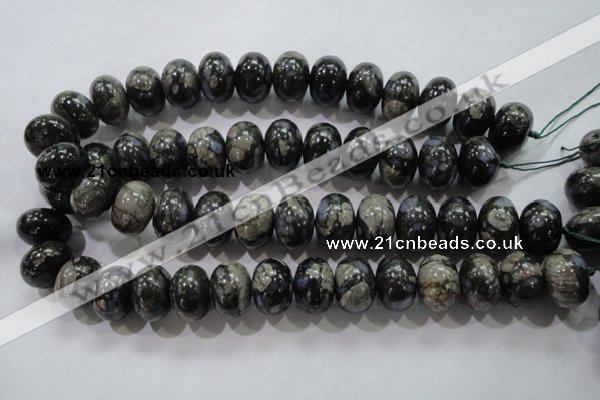 COP474 15.5 inches 15*20mm rondelle natural grey opal gemstone beads