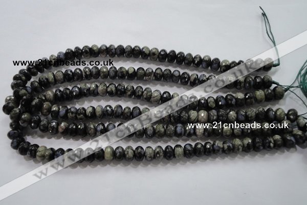 COP475 15.5 inches 6*10mm faceted rondelle natural grey opal beads