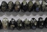 COP476 15.5 inches 8*14mm faceted rondelle natural grey opal beads