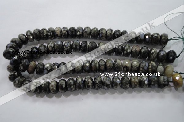 COP477 15.5 inches 10*16mm faceted rondelle natural grey opal beads