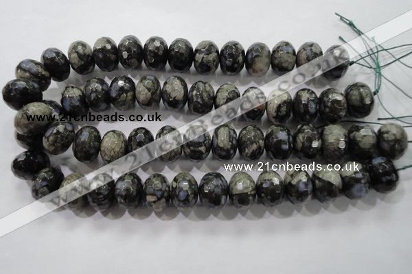 COP479 15.5 inches 15*20mm faceted rondelle natural grey opal beads