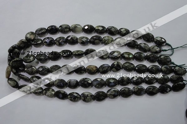 COP486 15.5 inches 10*14mm faceted oval natural grey opal beads