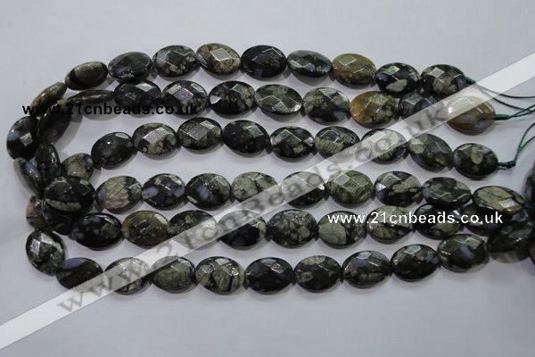 COP487 15.5 inches 13*18mm faceted oval natural grey opal beads