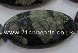 COP488 15.5 inches 25*50mm faceted oval natural grey opal beads