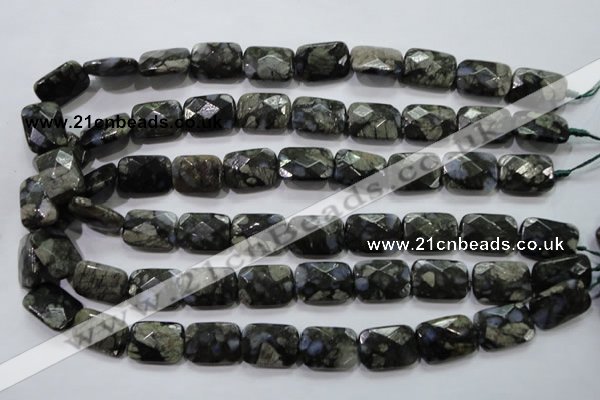 COP490 15.5 inches 13*18mm faceted rectangle natural grey opal beads