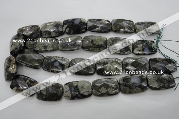 COP491 15.5 inches 20*30mm faceted rectangle natural grey opal beads