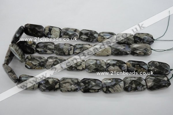 COP492 18*25mm faceted & twisted rectangle natural grey opal beads